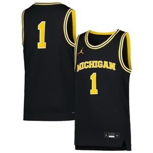 Nike Michigan Wolverines Youth Replica Navy Blue Basketball Jersey NWT